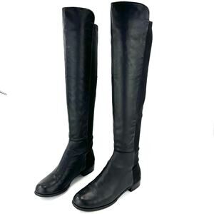 Report Abbott Black 5050 Over The Knee Boot Size 8.5 Leather Low Heel Round Toe
